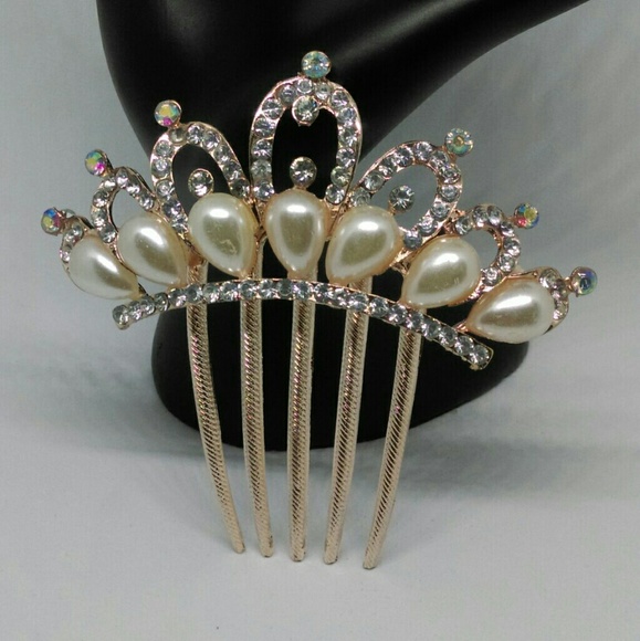 BRAND NEW FAUX PEARL & CRYSTAL COMB - Picture 2 of 3